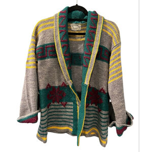 Vintage Broadway Size Medium Open Front Long Sleeve Aztec Cardigan Sweater